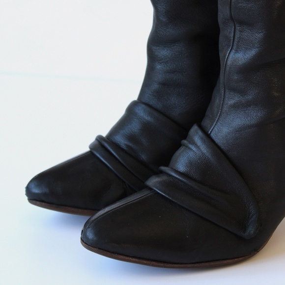Marion Hanania Paris Lambskin Leather Slouch Boots - Picture 10 of 11